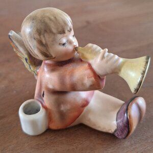 Hummel Figurine Angel Playing Trumpet - Candle Holder - Germany